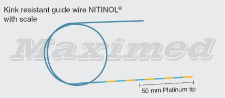 Проводник с памятью формы Nitinol устойчивый к перекручиванию, дистальный конец-платина (50 мм), с метками на дистальном конце, диаметр 0,035 дюйма, длина 400 см